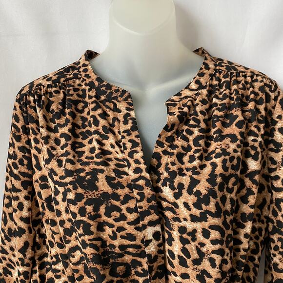 Daniel Rainn Boho Leopard Print Mini Dress Women Size M Brown Mobwife Tie Waist - Picture 4 of 12
